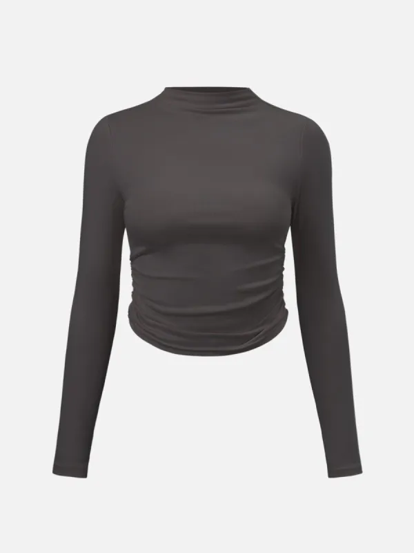 Plantive™ Side-Ruched Mock Neck Top made by OGLmove