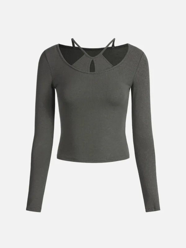 Plantive™ Ribbed Round-Neck Long-Sleeve Top made by OGLmove