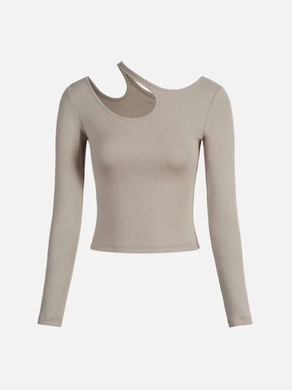 Plantive™ Asymmetrical Cutout Shoulder Top made by OGLmove