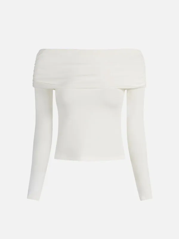 Eco-Mousse®Ruched Off-Shoulder Knit Top sold by ogl move