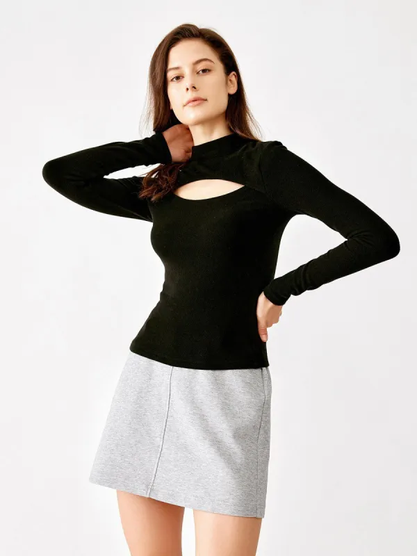 Eco-Mousse® Turtleneck Knitted Cut-out Top sold by ogl move