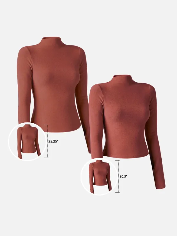 Eco-Mousse® Mock Neck Crop Top&Mock Neck Top-Hip Length-2Pcs Set sold by ogl move