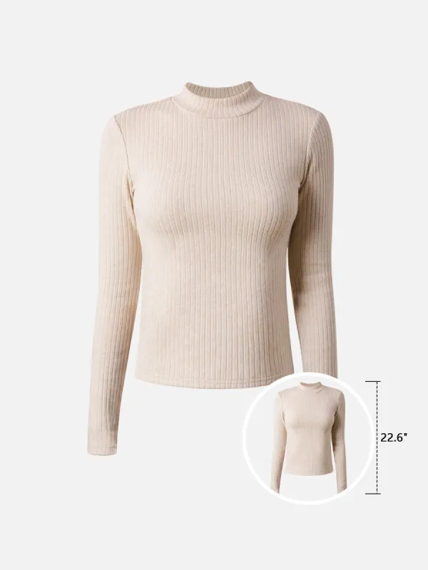 Cashmere-Like Thermal Mock Neck Top-Hip Length sold by ogl move