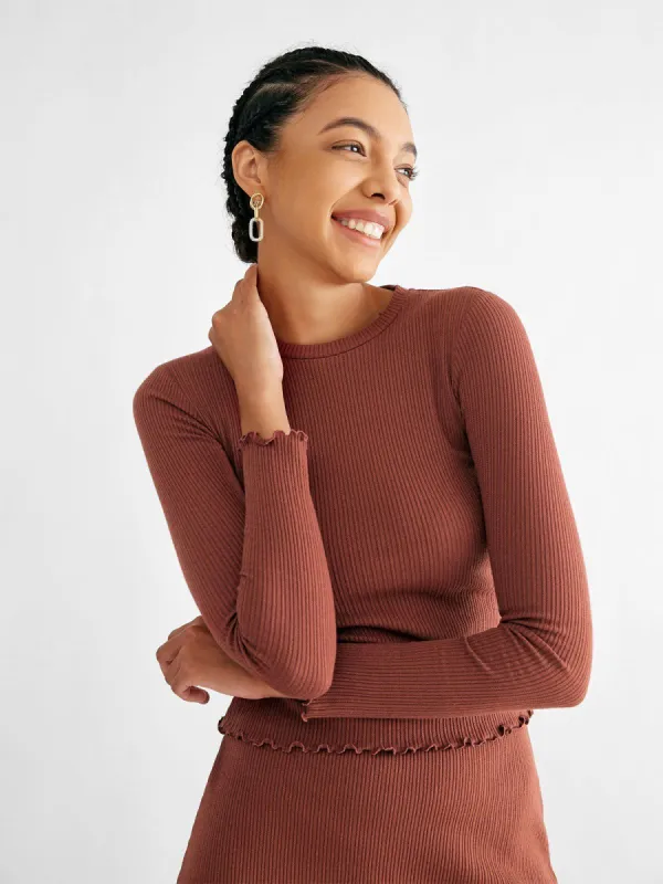 Lettuce Trim Ponte Jacquard Top sold by ogl move