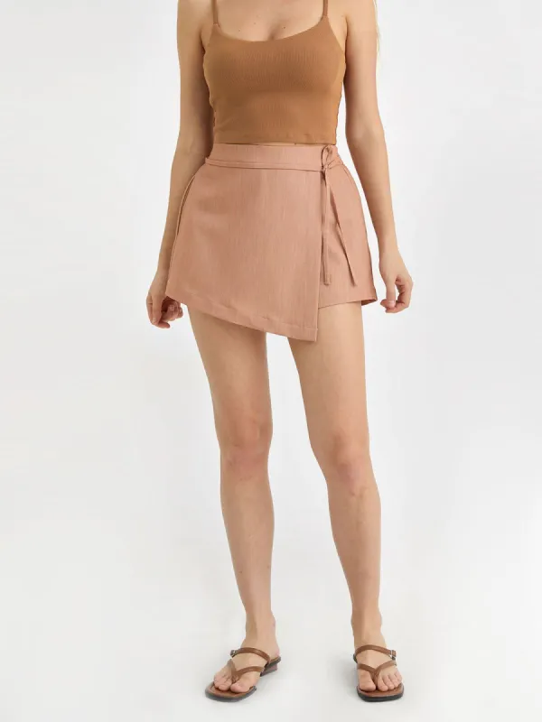 Denim-Look Overlay Drawstring Shorts sold by ogl move