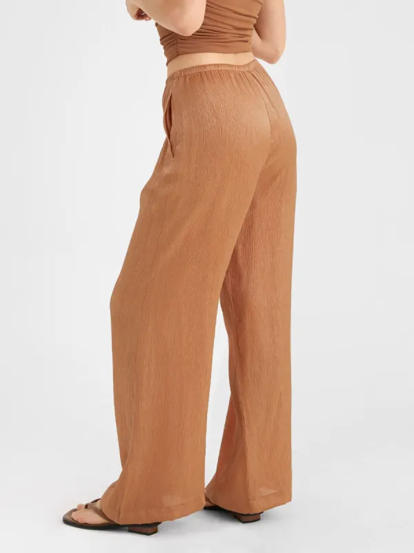 Pearl Shine Elastic Crinkled Straight Leg Pants sold by ogl move