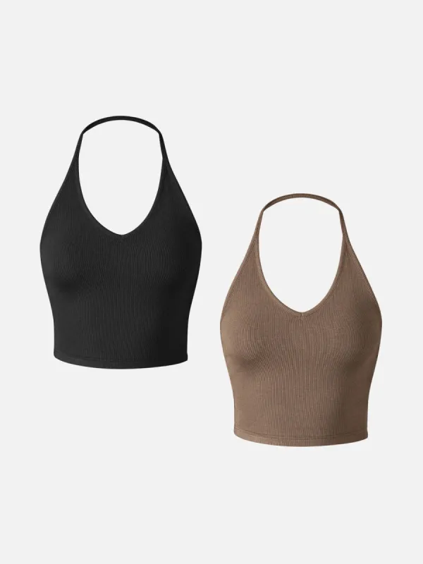 Eco-SkinKiss® Spaghetti Halter Neck Crop Top-2 Pcs Set sold by ogl move