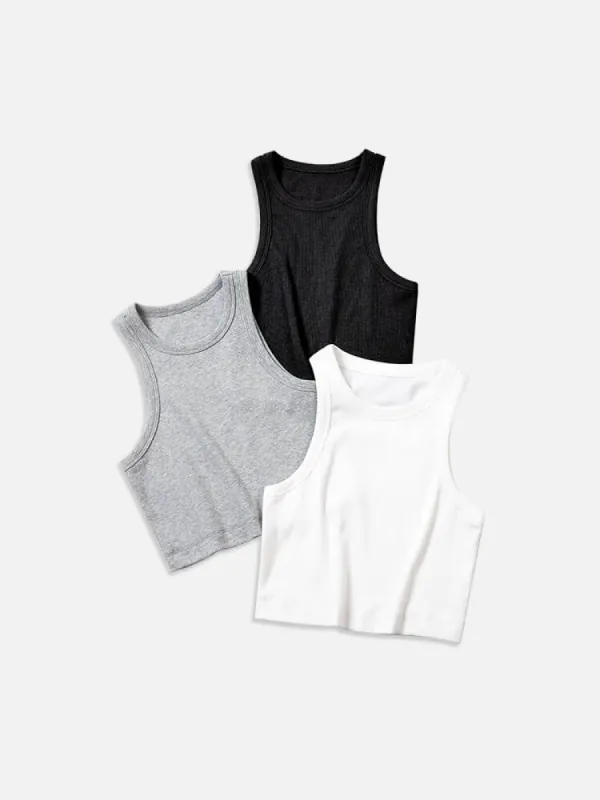 Plantive™ Wood Rib Cutaway Tank Top-3Pcs Set sold by ogl move