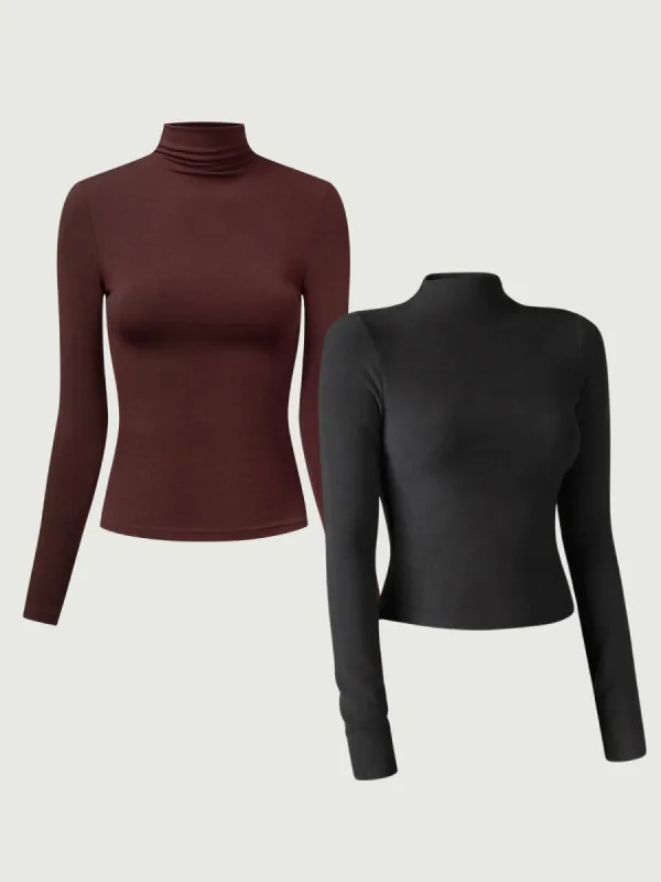 Everyday Mockneck Top & Thermal Brushed Mock Neck Crop Top 2Pcs Set sold by ogl move