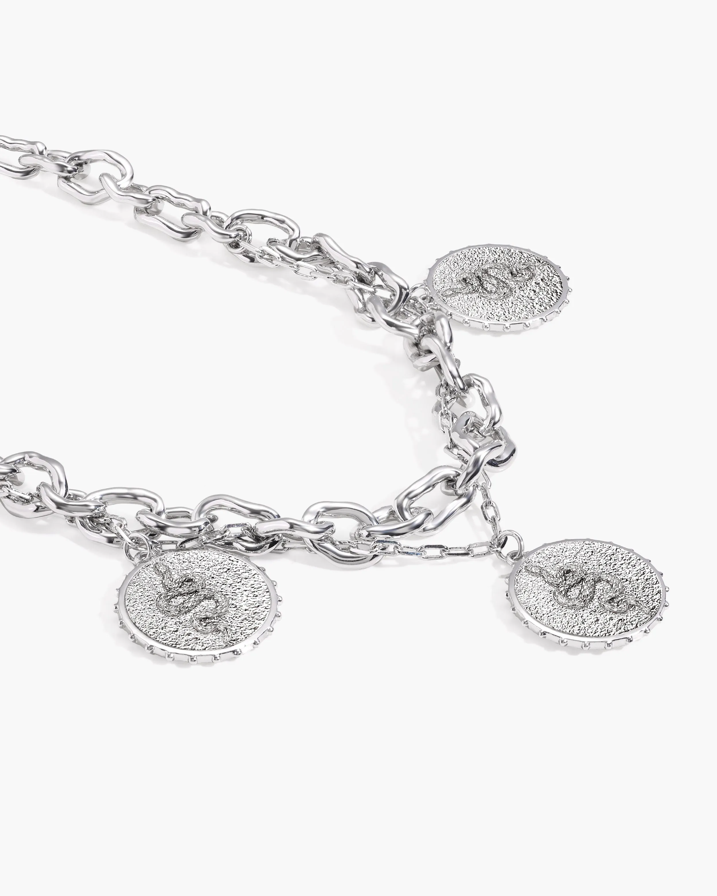 Trinity Snake Coin Double Chain Bracelet in Silver sold by En Route Jewelry product image thumbnail 3