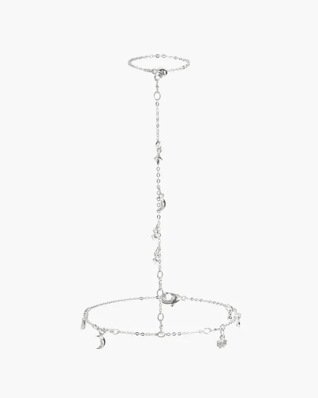 Lyra Hand Chain Bracelet in Silver made by En Route Jewelry