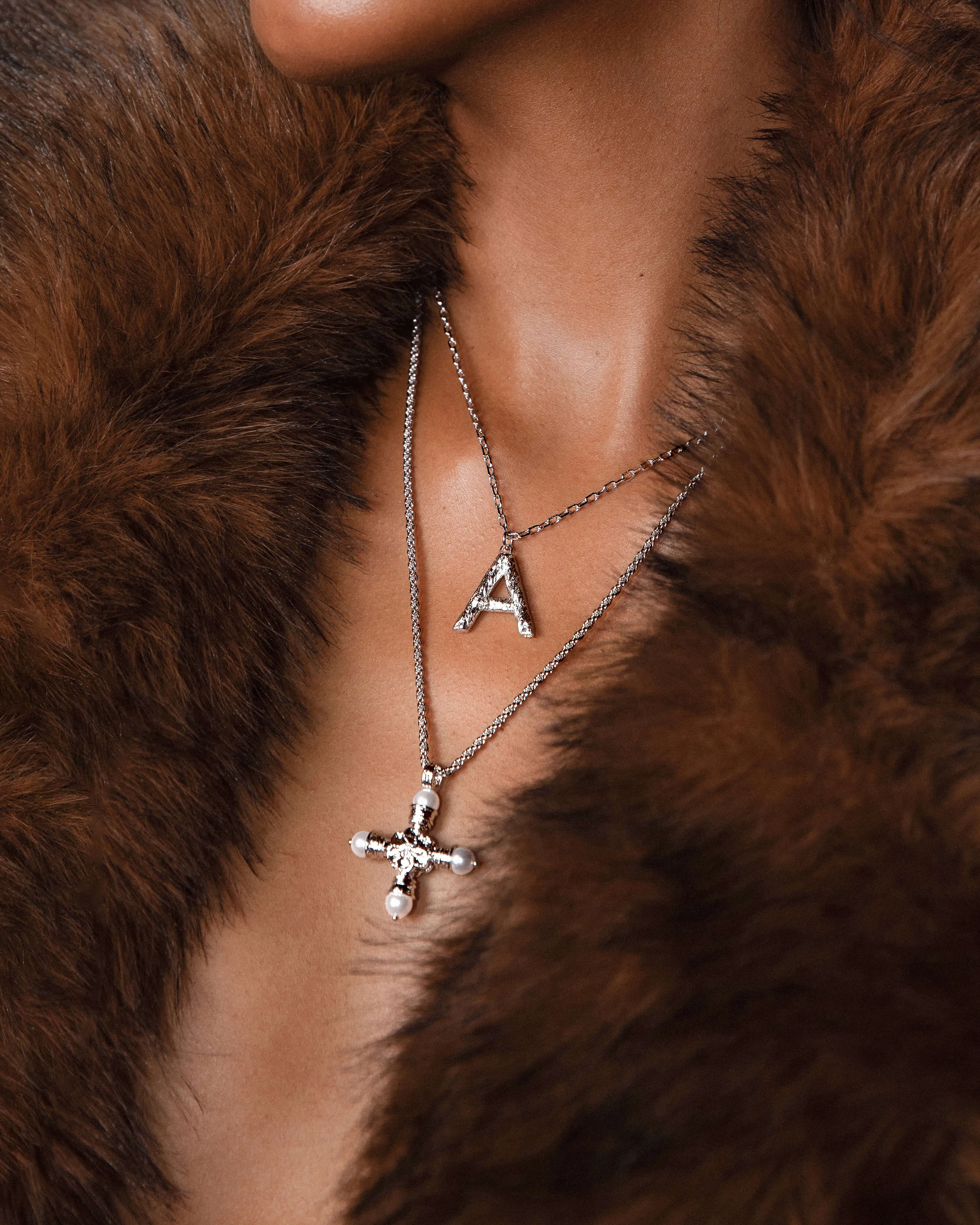 Florence Pearl Cross Necklace in Silver sold by En Route Jewelry product image thumbnail 4