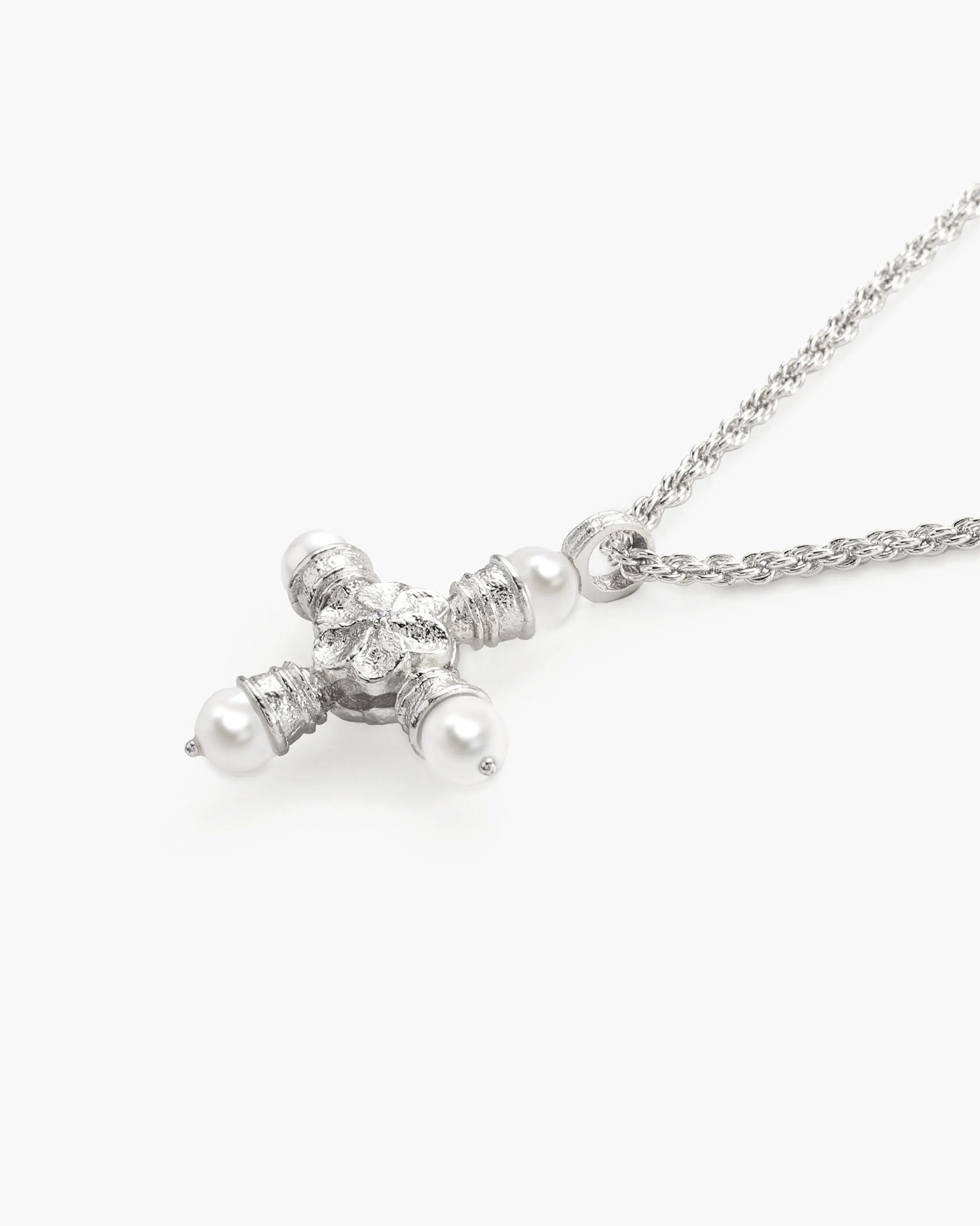 Florence Pearl Cross Necklace in Silver sold by En Route Jewelry product image thumbnail 3