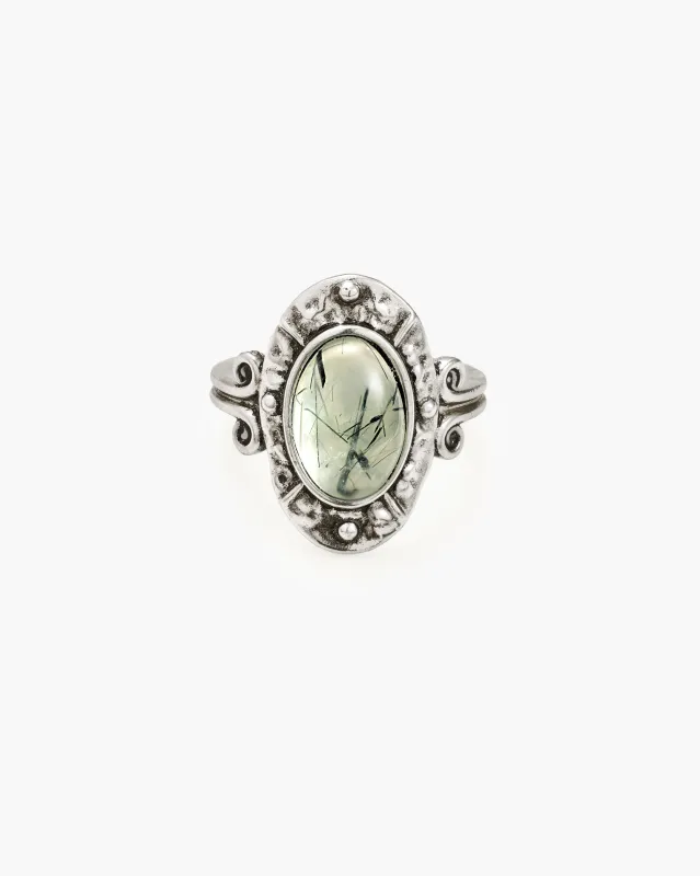 Mosswood Prehnite Ring sold by En Route Jewelry