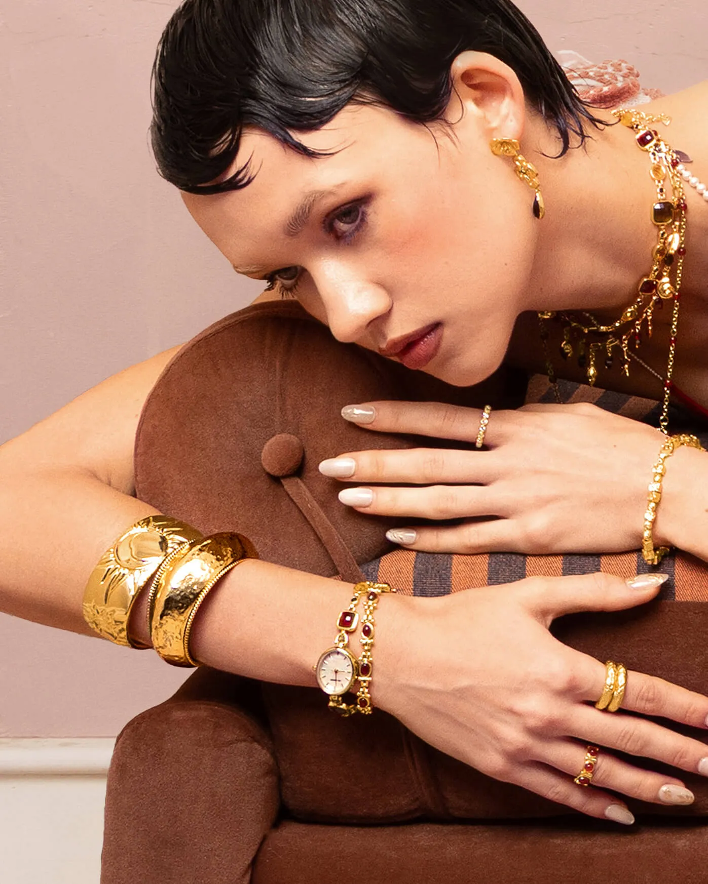 Cordelia Dome Bangle in Gold sold by En Route Jewelry product image thumbnail 4