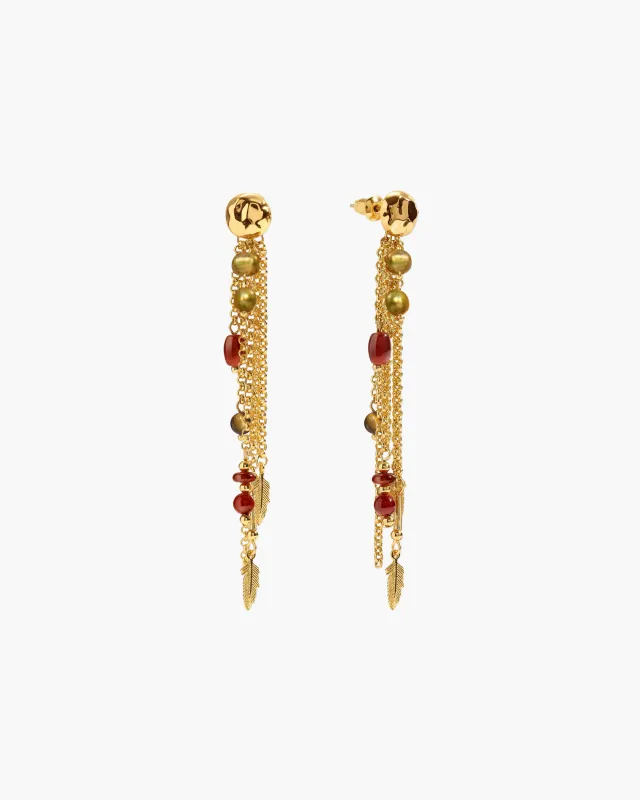 Golden Hush Beaded Tassel Earrings sold by en route