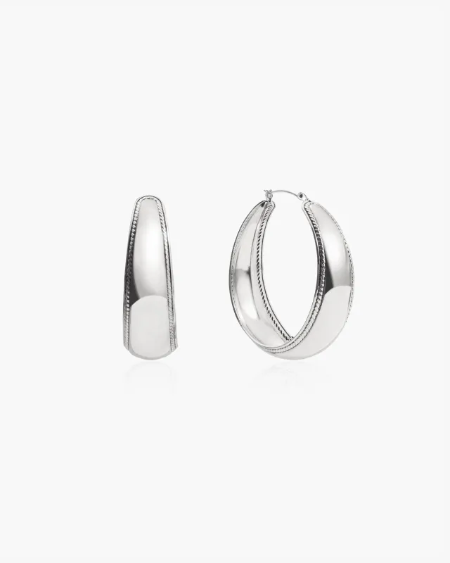 Orin Large Hoop Earrings in Silver sold by En Route Jewelry