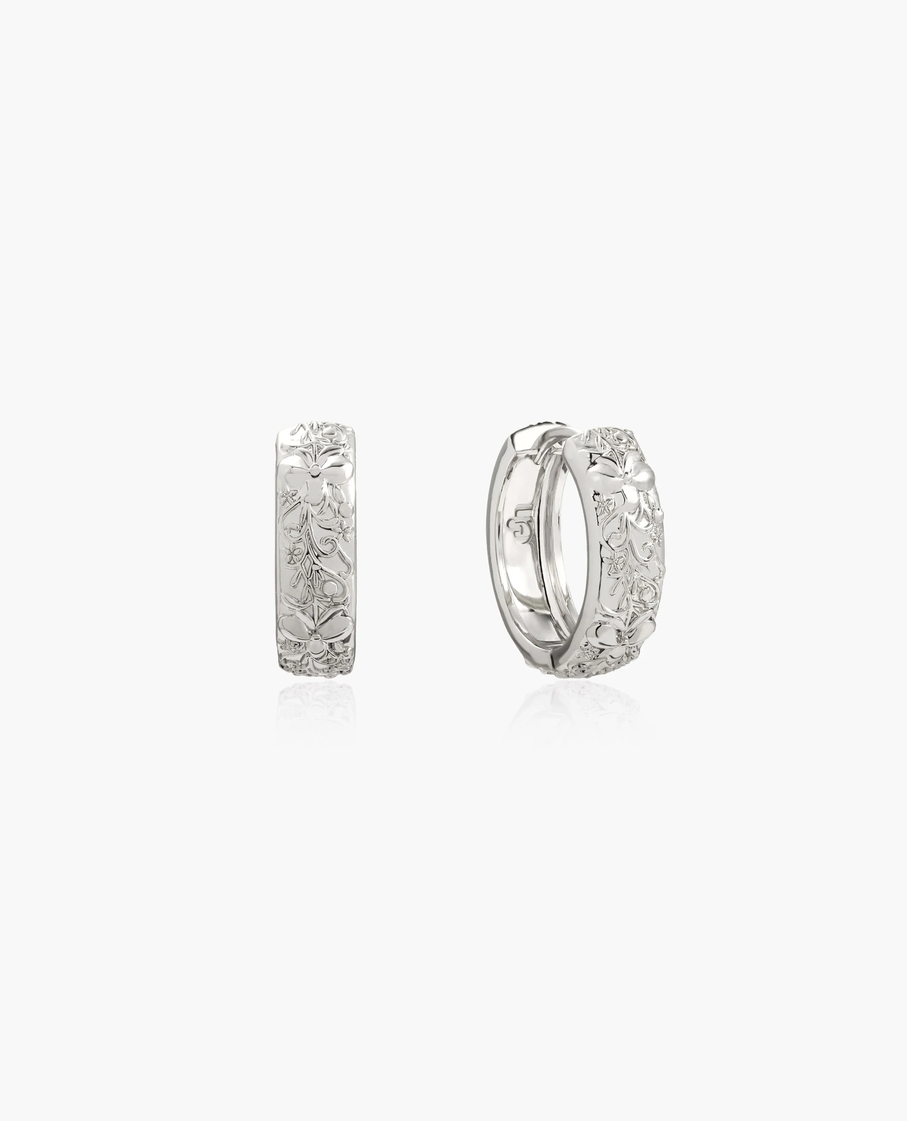 Serenade of Orchid Hoops in Silver sold by En Route Jewelry