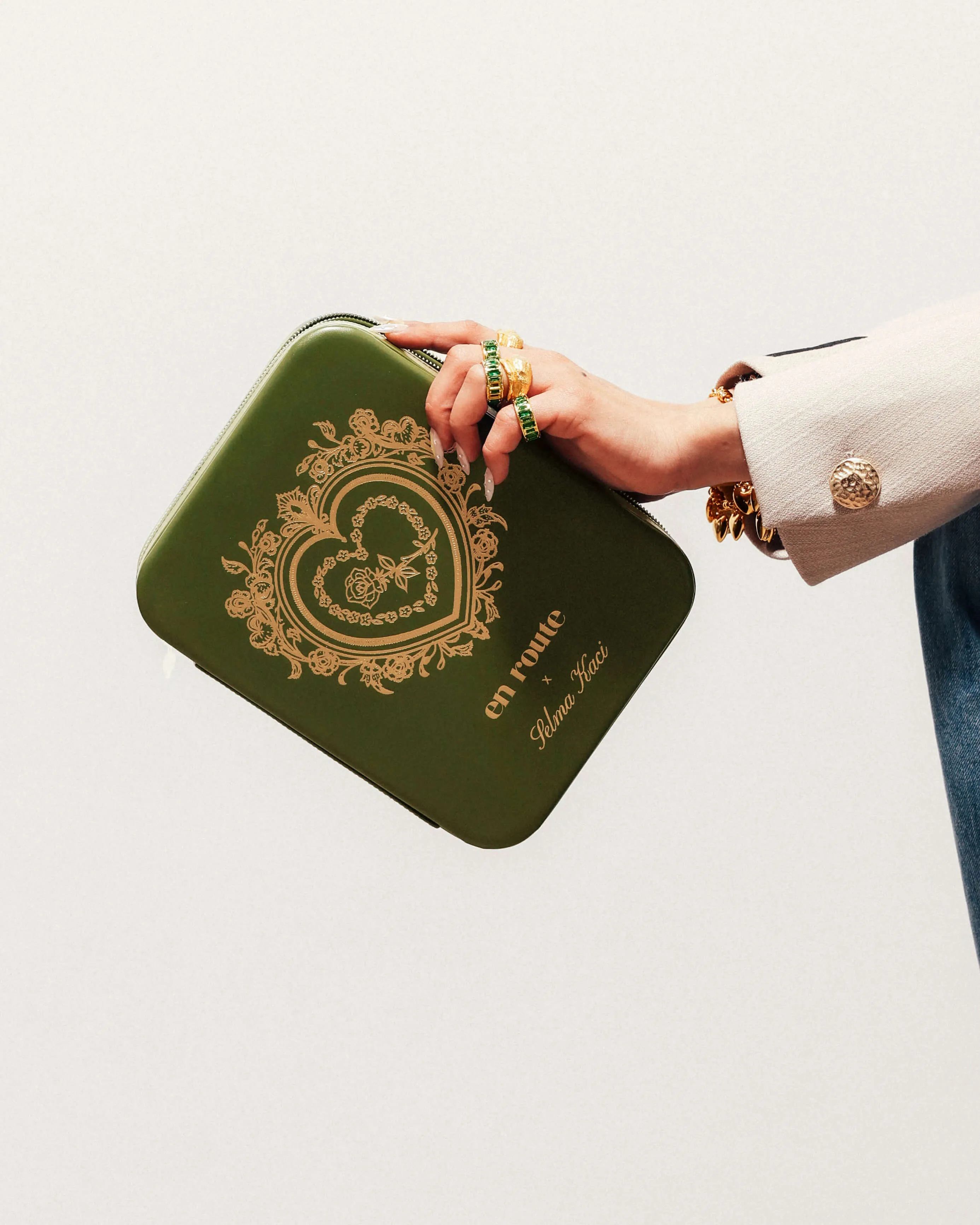 Isola Heart Jewelry Box in Olive sold by en route product image thumbnail 3