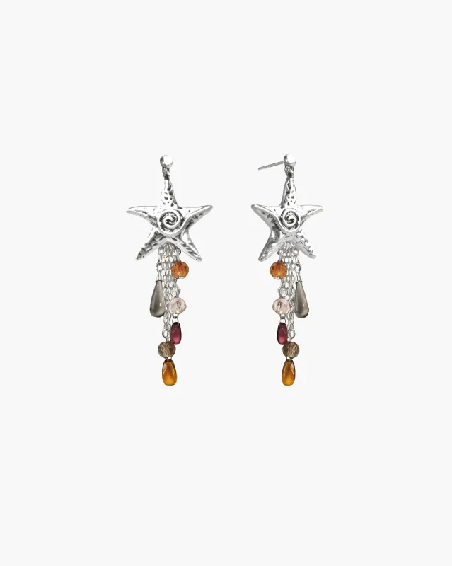 Seaside Nomad Starfish Earrings in Silver sold by en route