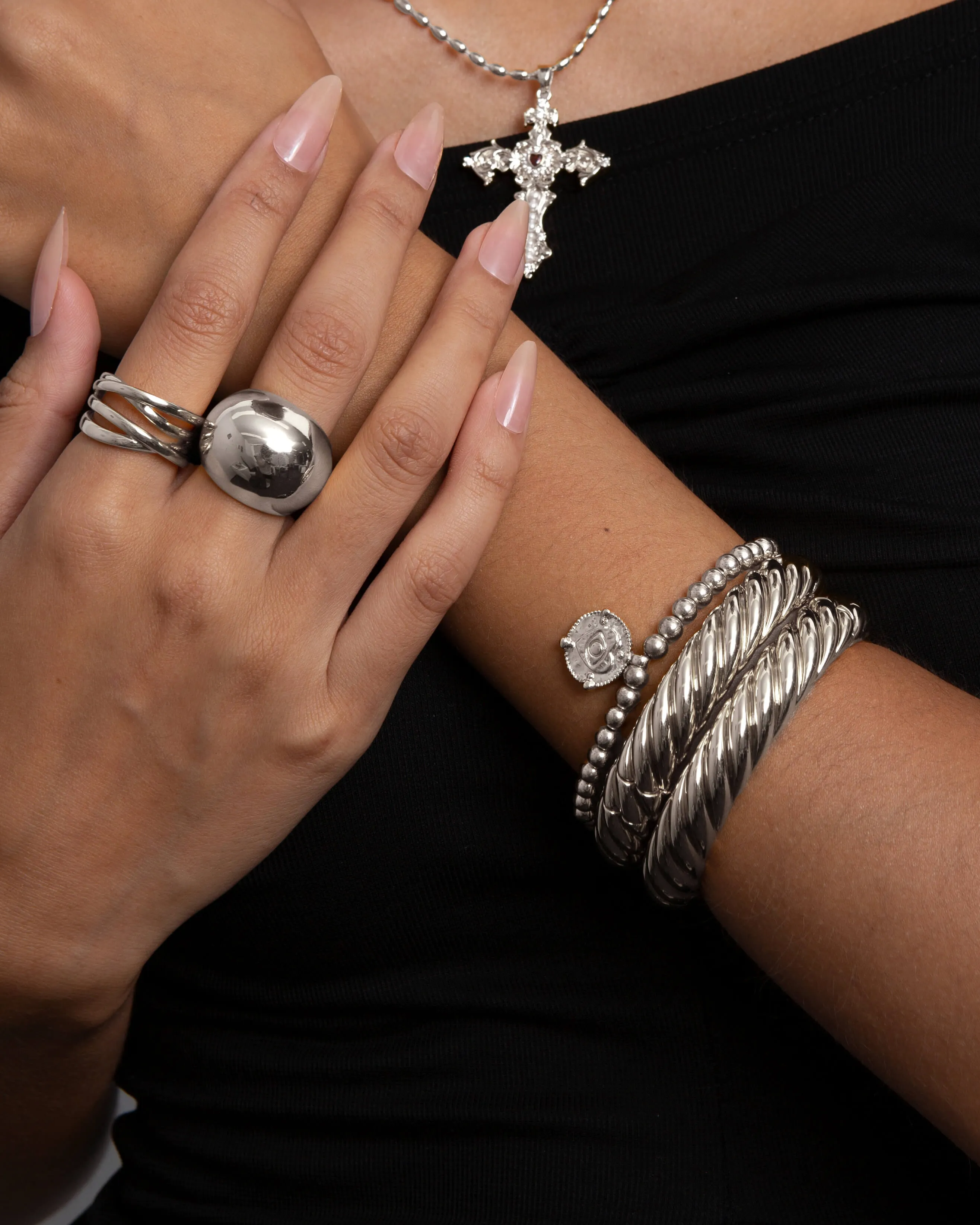 Silver Chunky Braided Bangle sold by En Route Jewelry product image thumbnail 2