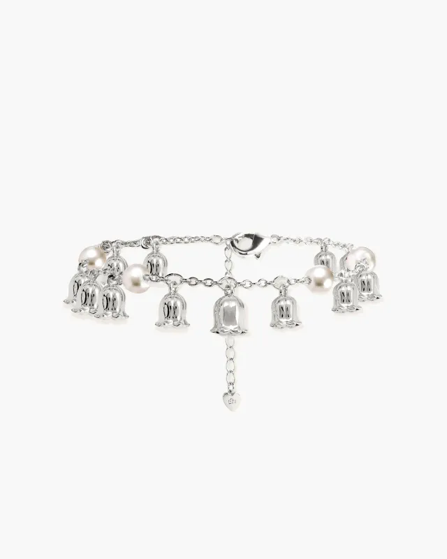 Lily of the Valley Pearl Bracelet in Silver made by En Route Jewelry