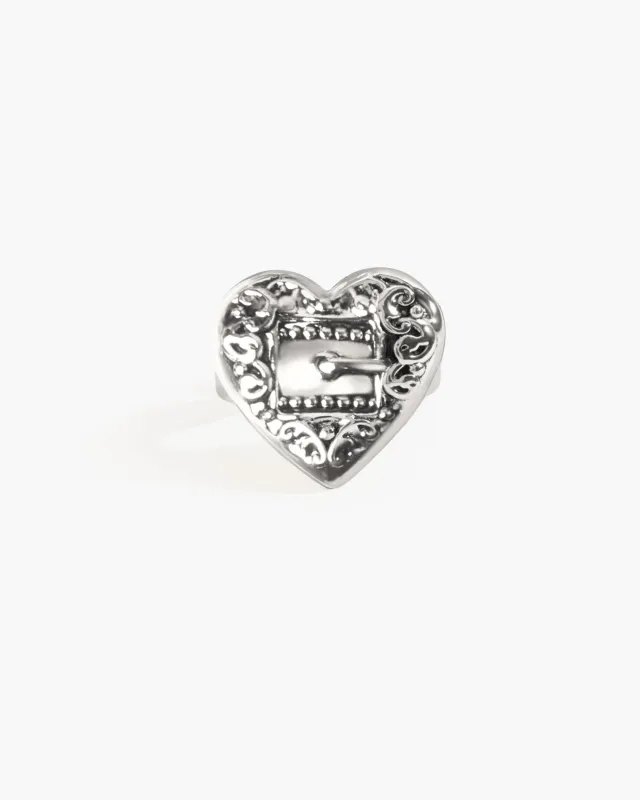 Belted Heart Ring in Silver sold by en route