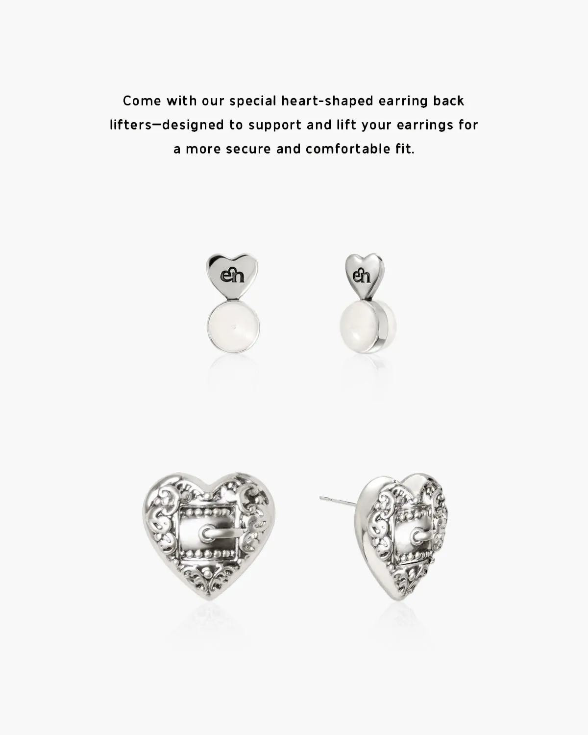 Belted Heart Stud Earrings in Silver sold by En Route Jewelry product image thumbnail 4