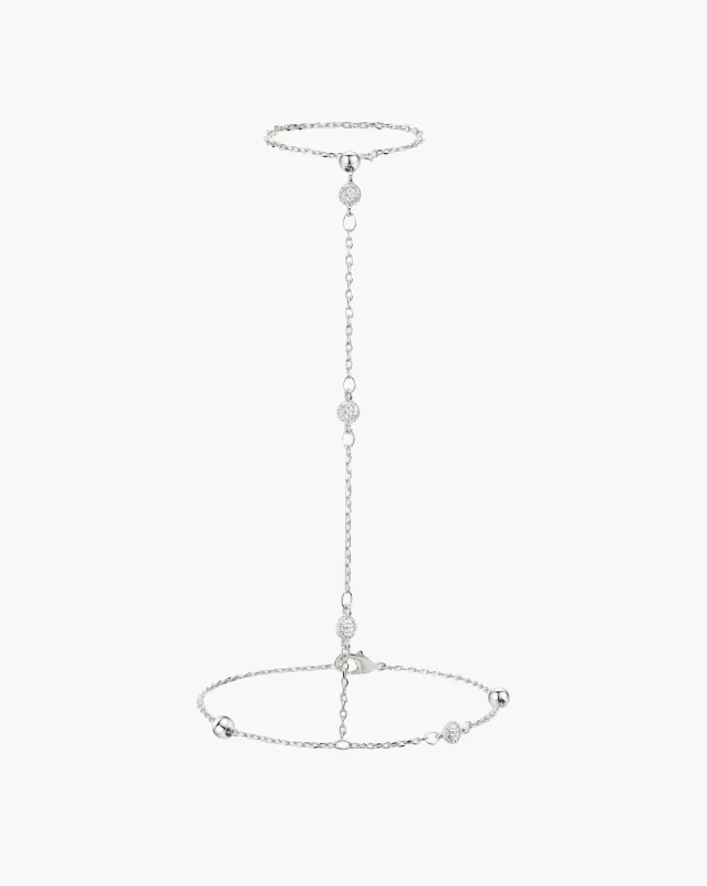 Hojas Coin Hand Chain Bracelet in Silver sold by En Route Jewelry