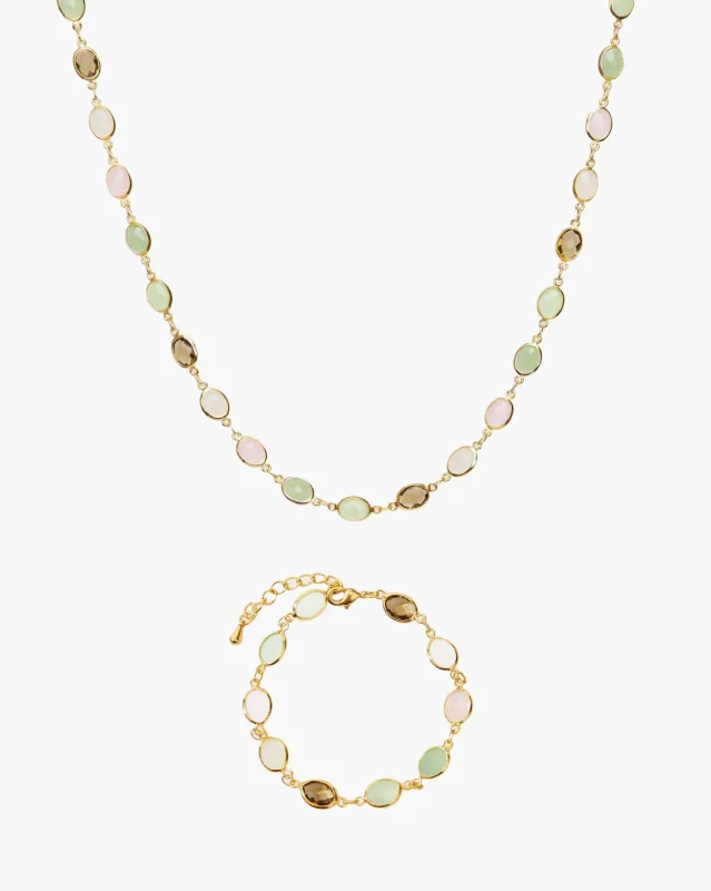 Whimsical Romance Stone Necklace and Bracelet Set made by En Route Jewelry