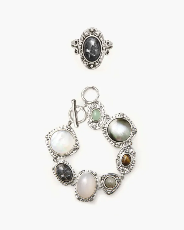 Silver Athena Bracelet and Ring Set made by En Route Jewelry