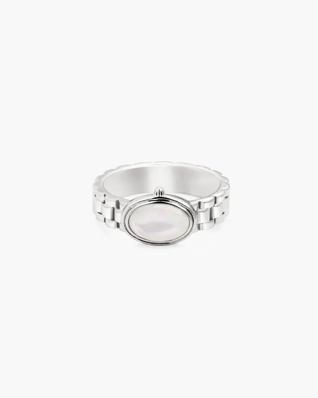 Watch Band Ring in Silver made by En Route Jewelry