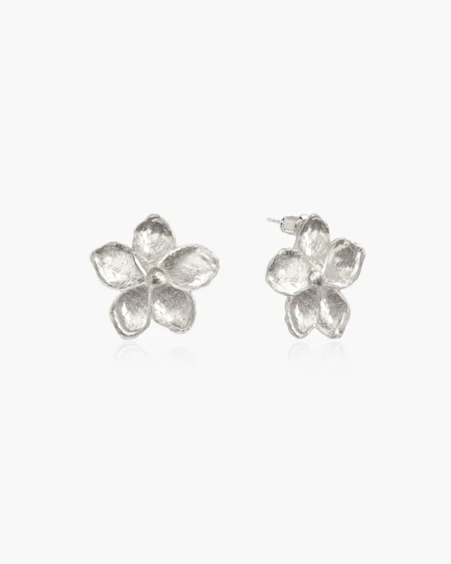 Textured Floral Earrings in Silver sold by En Route Jewelry