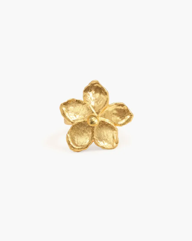 Gold Textured Floral Ring sold by en route