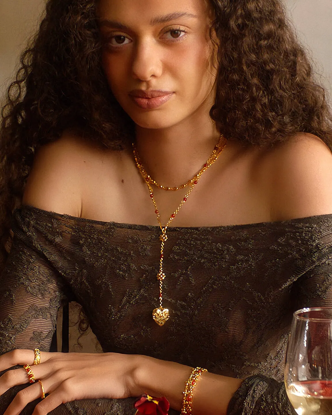 Carnelian Veil Lariat Necklace in Gold sold by en route product image thumbnail 2