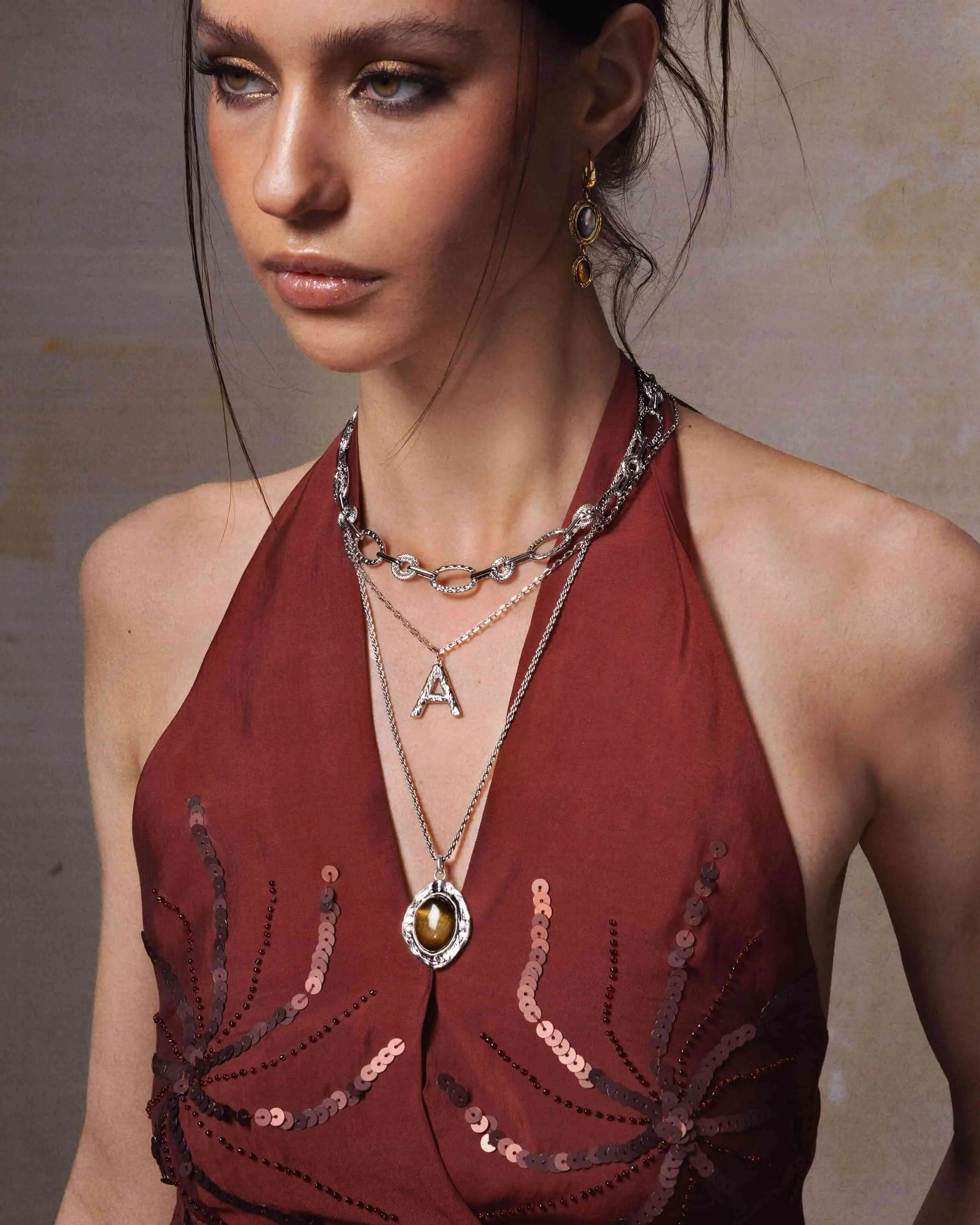 Silver Tiger's Eye Savannah Long Necklace sold by En Route Jewelry product image thumbnail 4