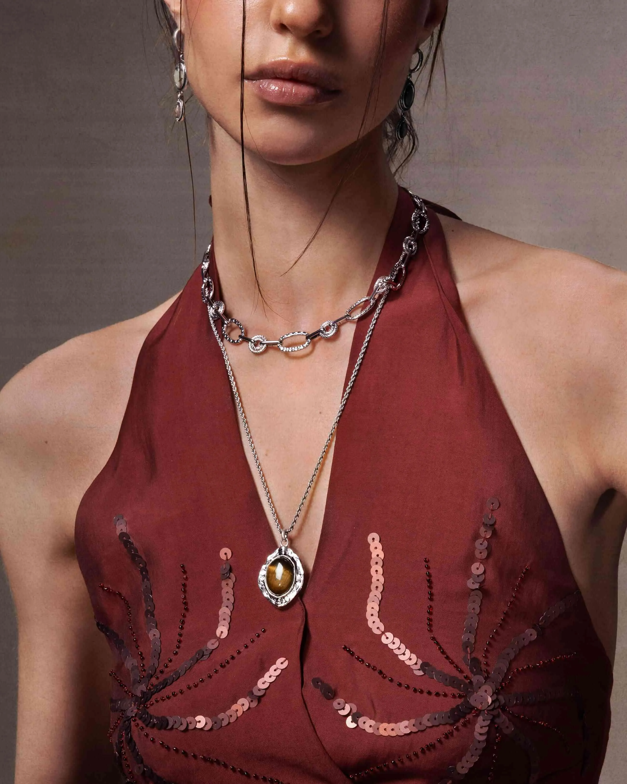 Silver Tiger's Eye Savannah Long Necklace sold by En Route Jewelry product image thumbnail 2