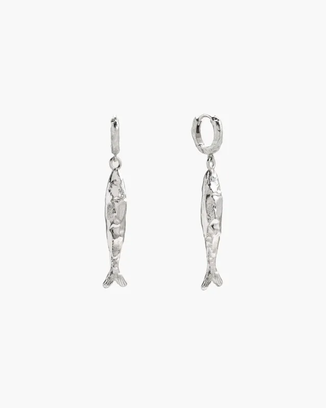 Silver Anchovy Earrings sold by en route