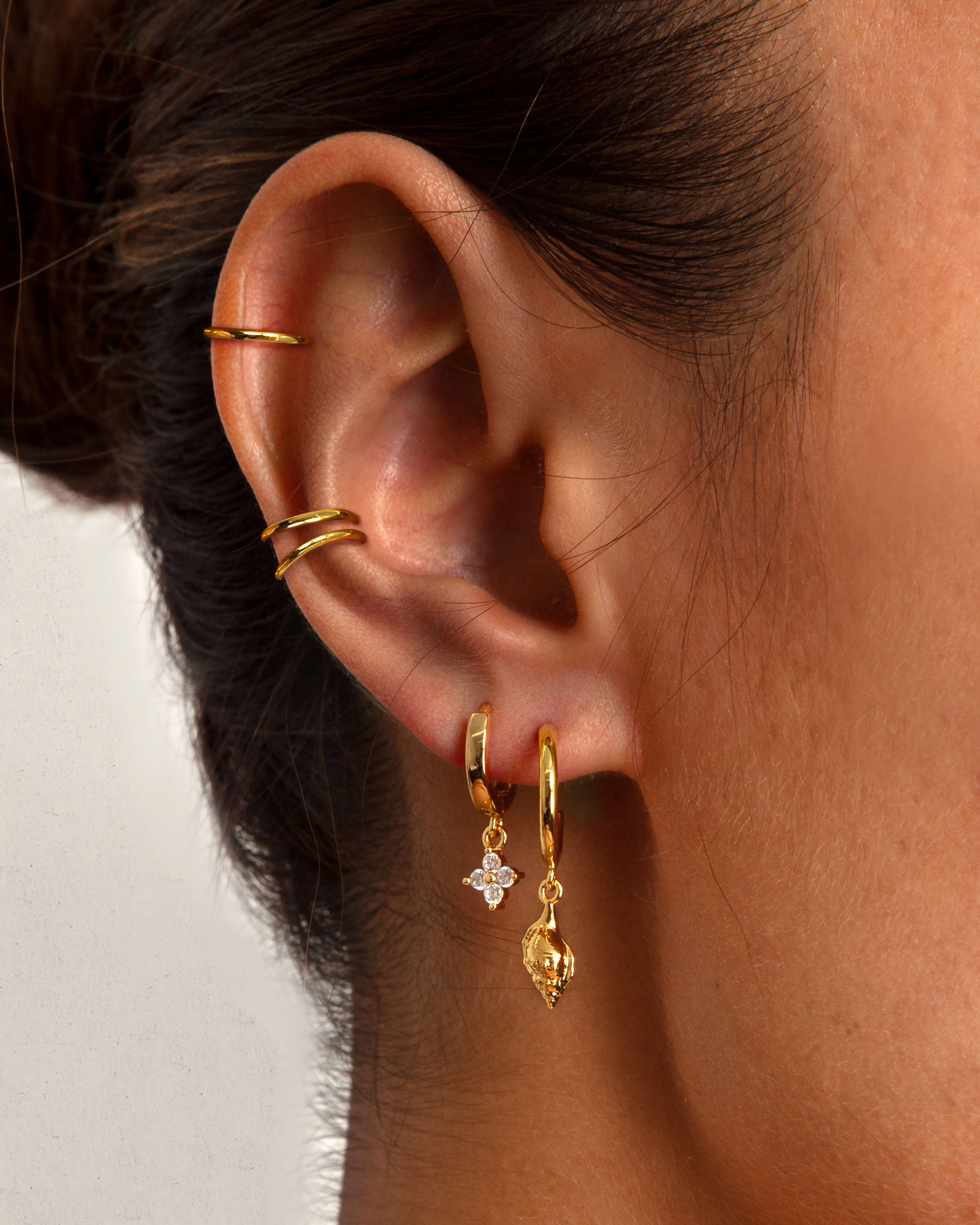 3 Pcs Hoop Helix Earring Set in Gold sold by En Route Jewelry product image thumbnail 2