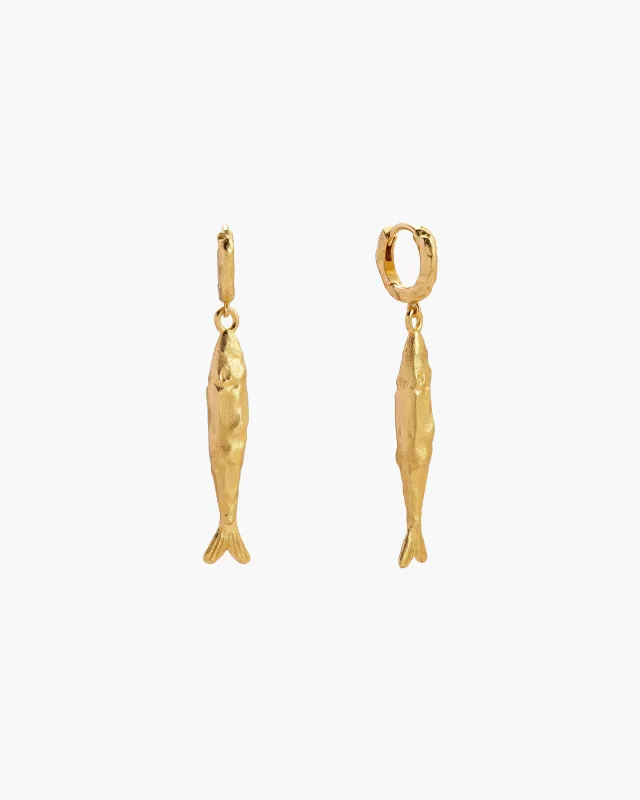 Gold Anchovy Earrings sold by en route