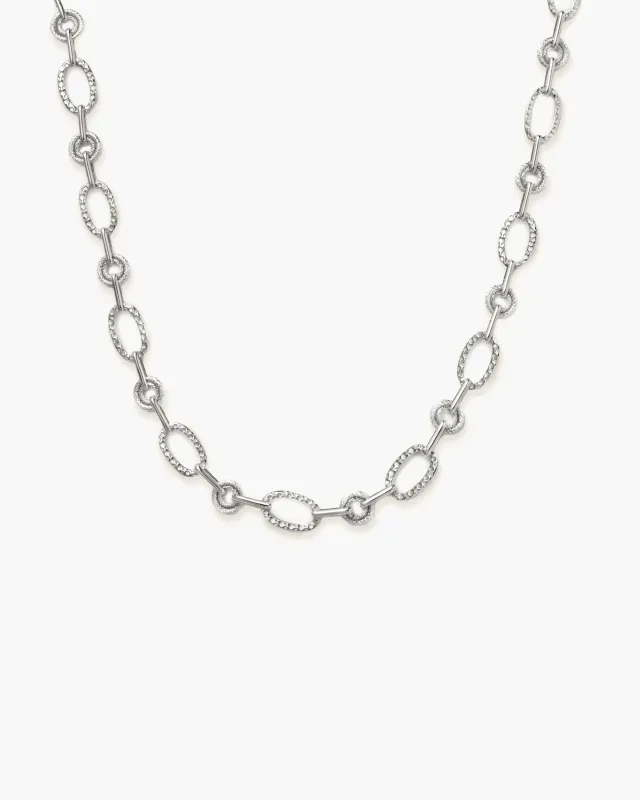 Textured Circle Link Necklace in Silver sold by En Route Jewelry