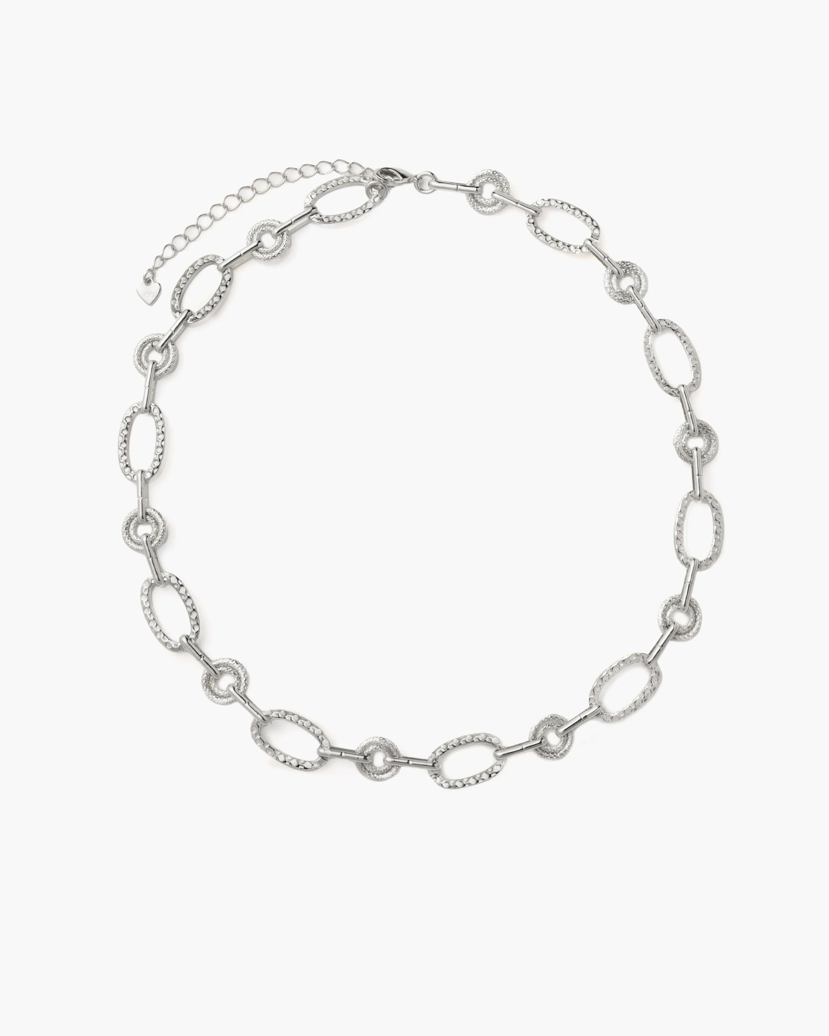 Textured Circle Link Necklace in Silver sold by En Route Jewelry product image thumbnail 5
