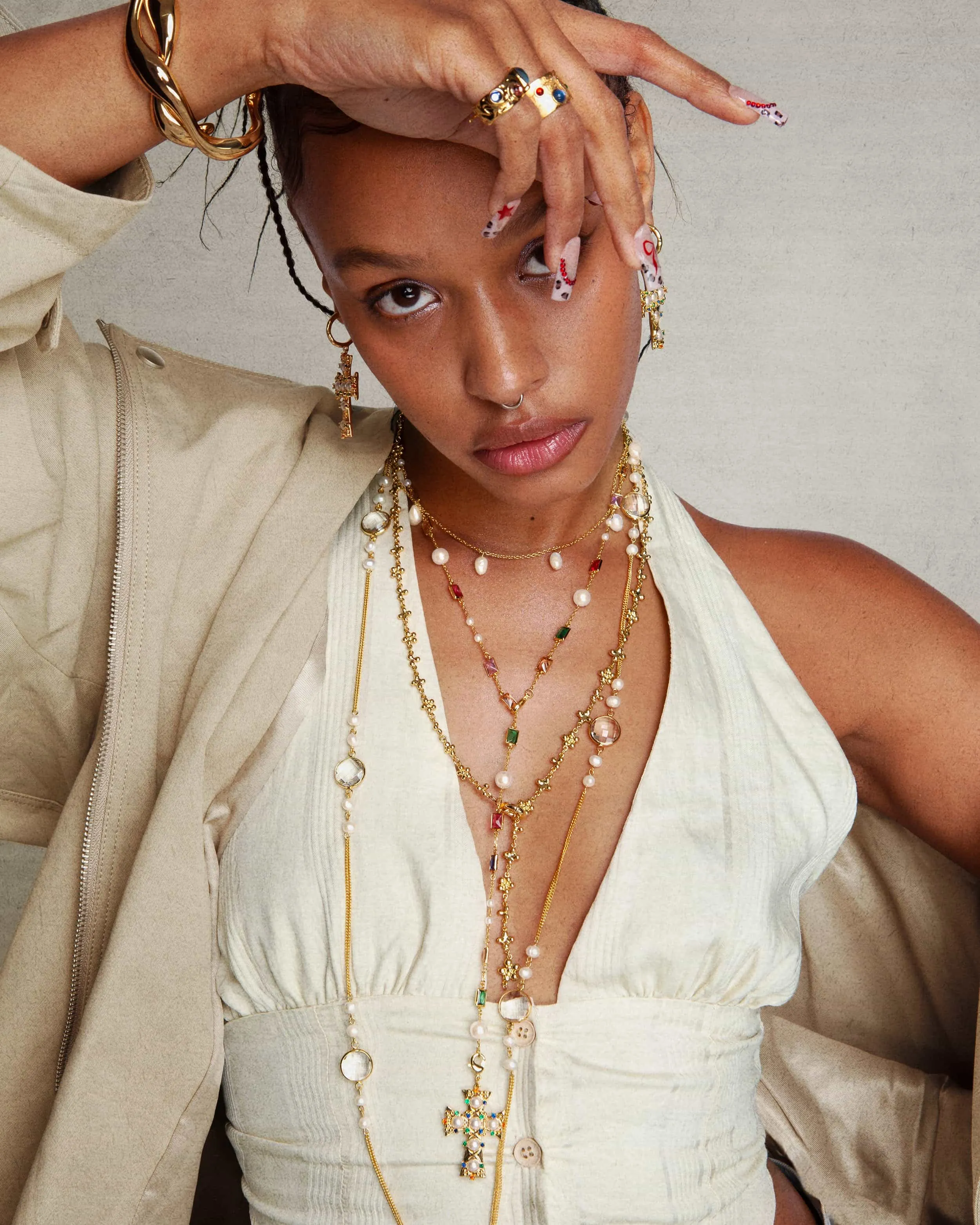 Lover of Helius Pearl Cross Necklace sold by en route product image thumbnail 2