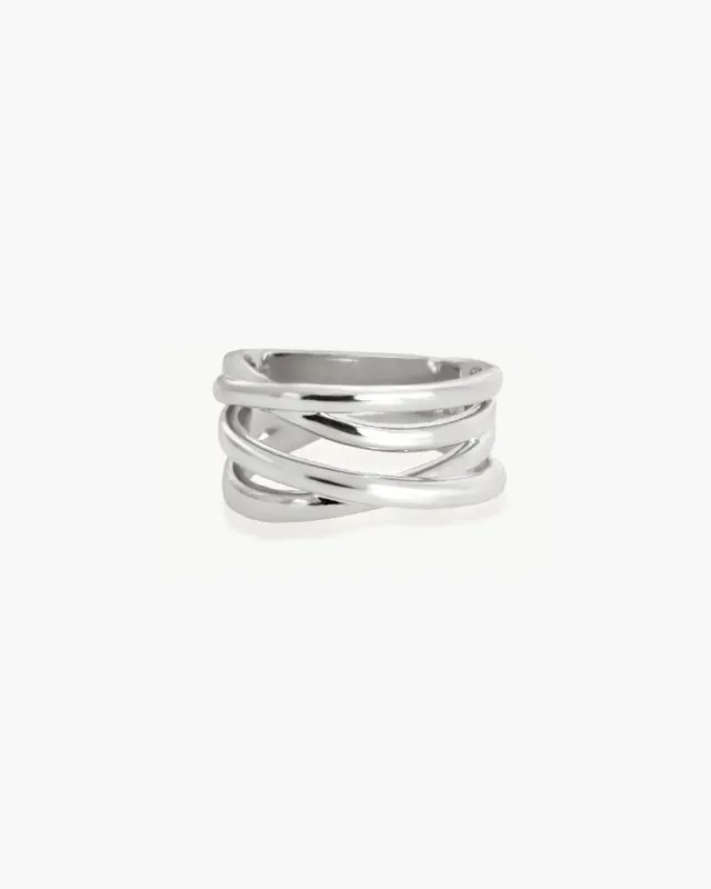 Criss Cross Ring in Silver made by En Route Jewelry