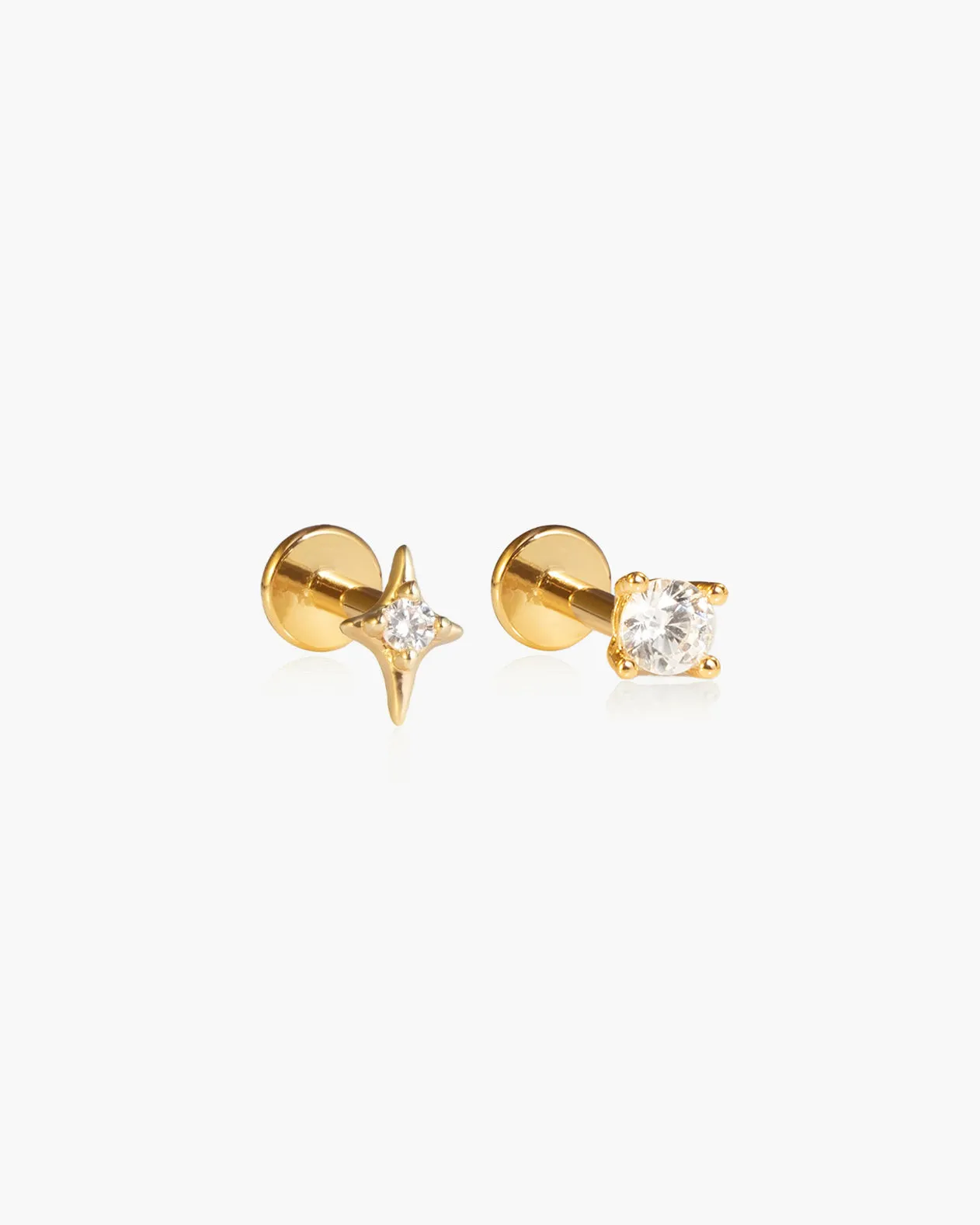 Single Shining Flat Back Helix Earring sold by En Route Jewelry product image thumbnail 4