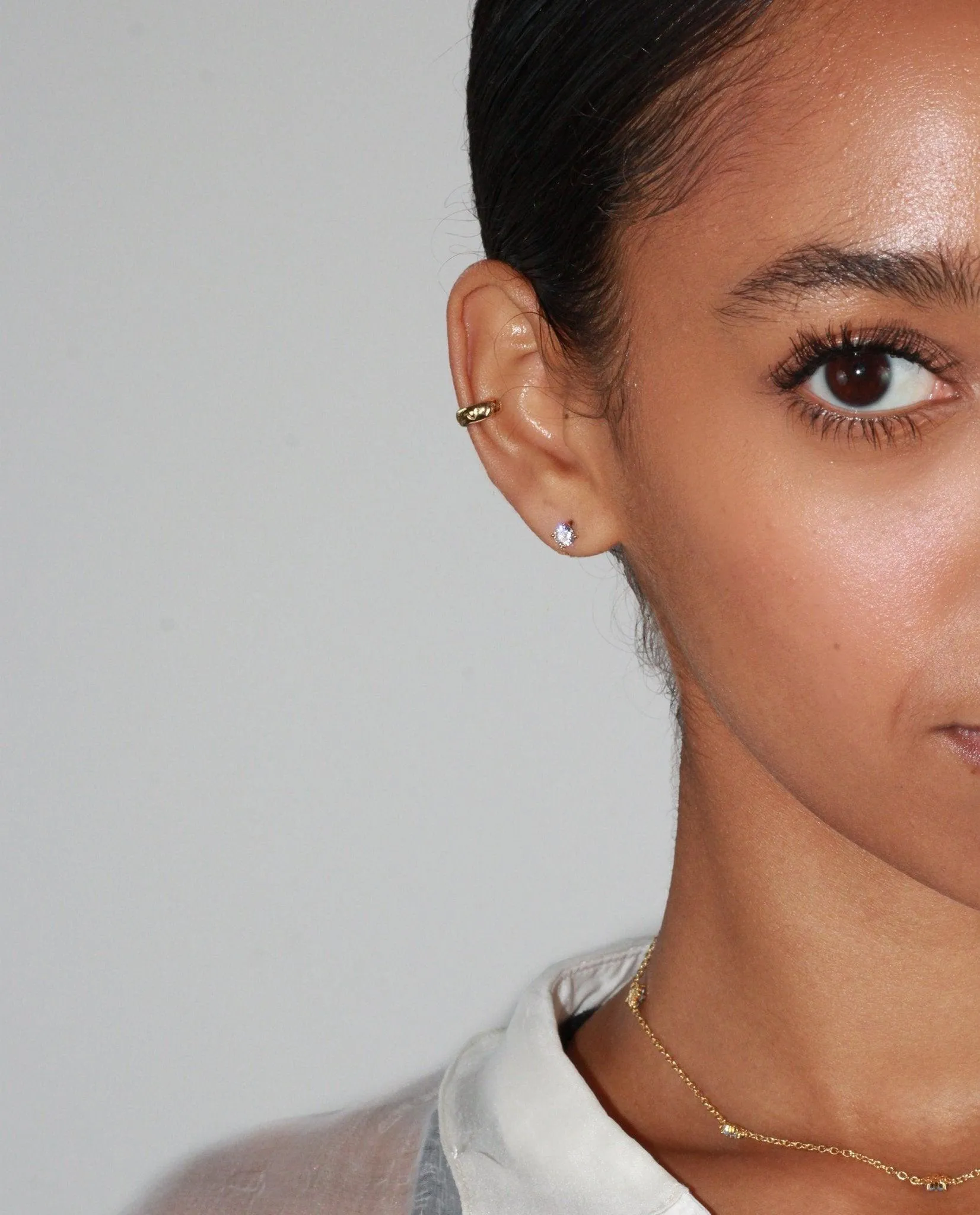 Single Shining Flat Back Helix Earring sold by En Route Jewelry product image thumbnail 2