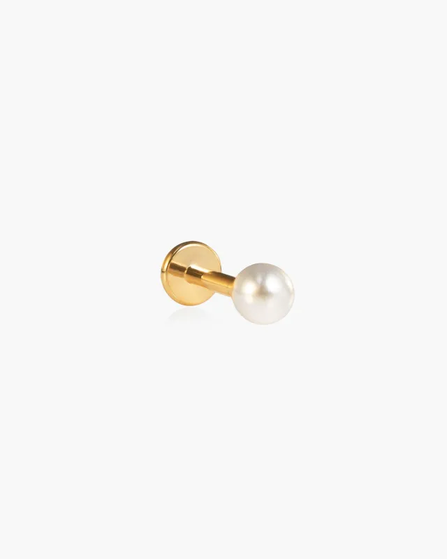 Single Pearl Flat Back Helix Earring sold by en route
