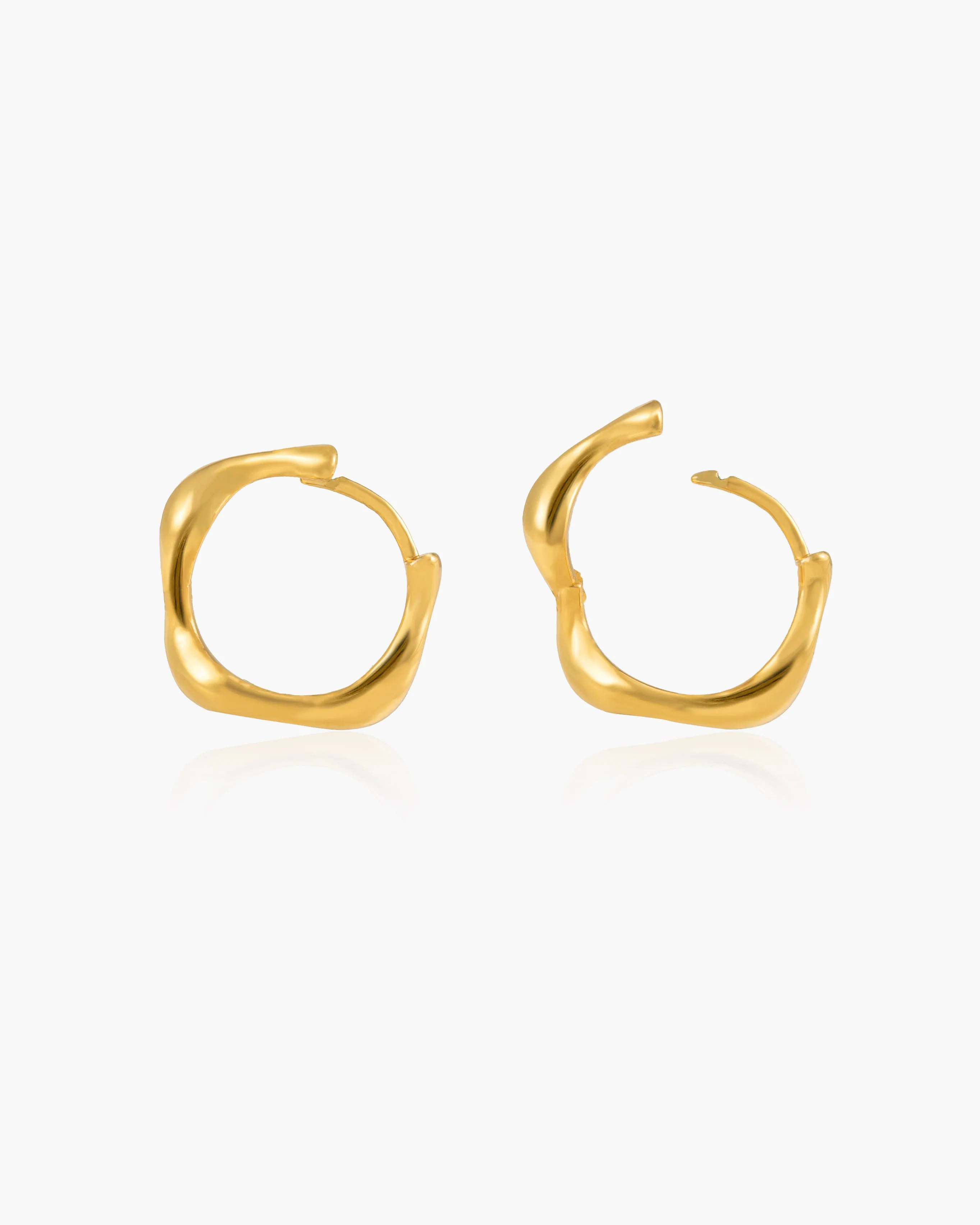 Gold Wave Hoop Earrings sold by En Route Jewelry product image thumbnail 3