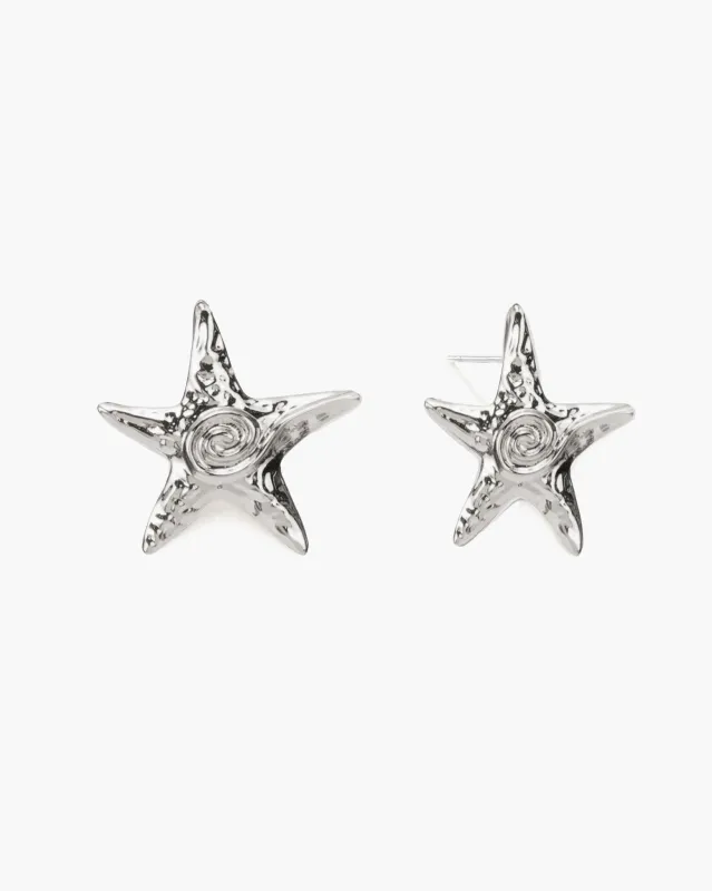 Starfish Stud Earrings in Silver sold by en route