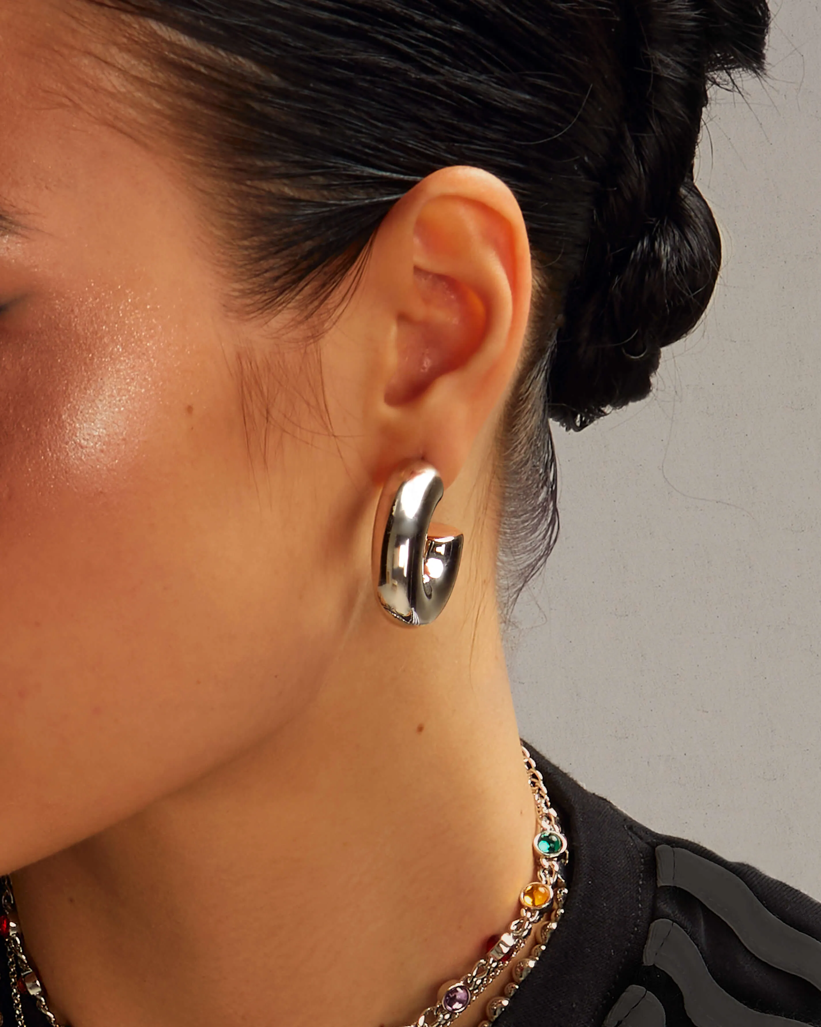 Chunky Hoop Earrings in Silver sold by En Route Jewelry product image thumbnail 2